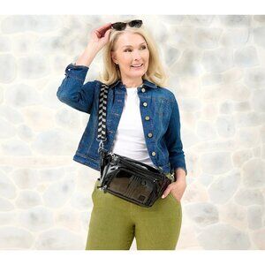 IHKWIP Confidence Anti-Theft Sling Crossbody Patent Black A684781 NEW